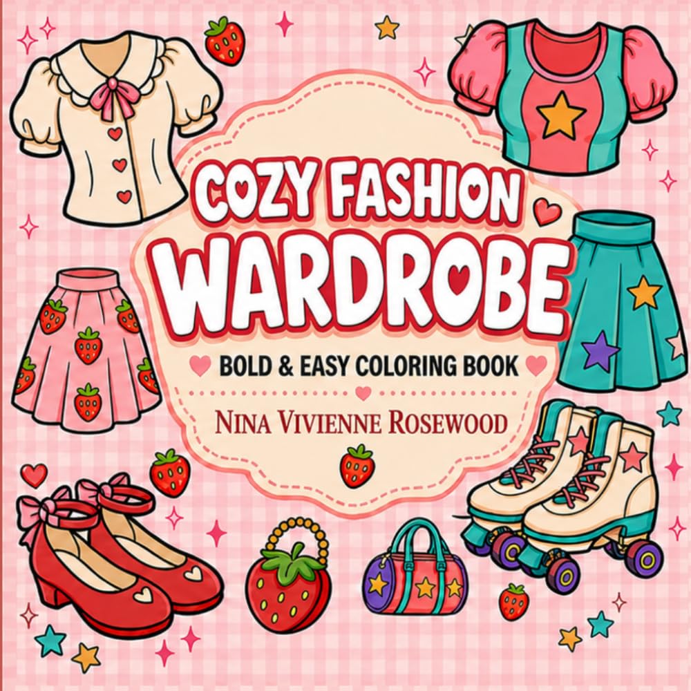Cover of Cozy Fashion Wardrobe, a bold and easy fashion coloring book by Nina Vivienne Rosewood