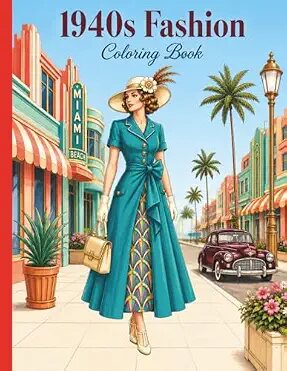 1940s Fashion Coloring Book cover by Nina Vivienne Rosewood
